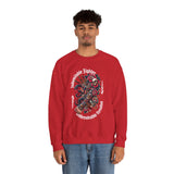 Crewneck Sweatshirt — "Indomitable Fighters, Unbreakable Resolve" Floral Skull Graphic