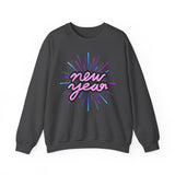 New Year Crewneck Sweatshirt — Retro Neon 'new year' Graphic