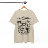 Surviving Purely Out of Spite Tee — Raccoon Coffin Goth Graphic T-Shirt