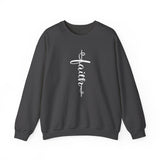 Faith Vertical Script Crewneck Sweatshirt — Christian Inspirational Pullover