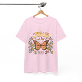Bohemian Jesus Tee, Vintage Butterfly T-Shirt, Spiritual Apparel, Faith-based Graphic Tee, Unisex Heavy Cotton Shirt