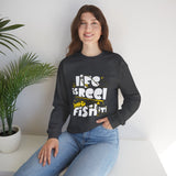 Fishing Crewneck Sweatshirt — "Life Is Reel, Fish It!" Graphic Pullover for Anglers