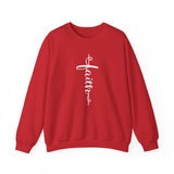 Faith Vertical Script Crewneck Sweatshirt — Christian Inspirational Pullover
