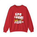 Fishing Crewneck Sweatshirt — "Life Is Reel, Fish It!" Graphic Pullover for Anglers