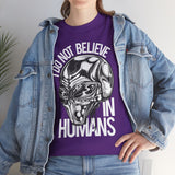 Alien Graphic Tee — "I Do Not Believe In Humans" Sci‑Fi Skull T-Shirt