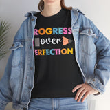 Progress Over Perfection Tee, Inspirational T-Shirt, Motivational Gift, Creative Apparel, Unisex Cotton Shirt