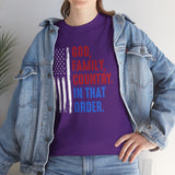God, Family, Country T-Shirt — Patriotic American Flag Tee