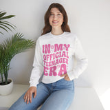Teen Birthday Sweatshirt - "In My Official Teenager Era" Pink Graphic Crewneck