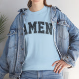 Amen Graphic Tee — Vintage Black Text Christian T‑Shirt