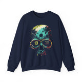 Skull Sunglasses Sweatshirt — Tropical Palm Skull Crewneck ("13" Lens)