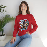 Surfer Skeleton Crewneck Sweatshirt – Retro Skull Wave Surfing Graphic