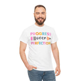 Progress Over Perfection Tee, Inspirational T-Shirt, Motivational Gift, Creative Apparel, Unisex Cotton Shirt