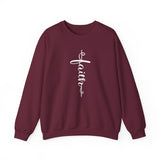 Faith Vertical Script Crewneck Sweatshirt — Christian Inspirational Pullover