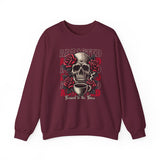 Skull & Roses 'Addicted' Crewneck Sweatshirt — Born to Be Brave Gothic Coffee Lover Pullover