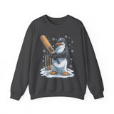 Cricket Penguin Crewneck Sweatshirt – Cute Winter Sports Design