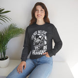 Alien Skull Sweatshirt — "I Do Not Believe in Humans" Graphic Crewneck