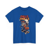 Halloween Skateboard Tee, Chills and Thrills Graphic T-Shirt, Unisex Cotton Shirt, Fall Fashion, Halloween Costume, Gift for Skaters