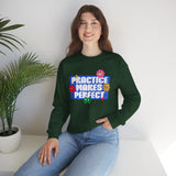 Crewneck Sweatshirt - "Practice Makes Perfect" Colorful Floral Graphic