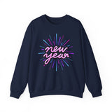 New Year Crewneck Sweatshirt — Retro Neon 'new year' Graphic
