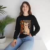 Cat & Retro Daisies Crewneck Sweatshirt