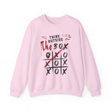 Crewneck Sweatshirt — "Think Outside The Box" Tic-Tac-Toe Graphic