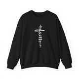 Faith Vertical Script Crewneck Sweatshirt — Christian Inspirational Pullover