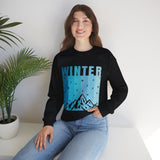 Winter Mountain Sweatshirt — 'WINTER' Snowy Peak Crewneck
