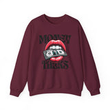 Money Talks Crewneck Sweatshirt — Retro Lips & Dollar Graphic Streetwear