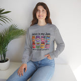 Christian Sweatshirt — "Jesus Is My Jam" Jam Jar Faith Pullover