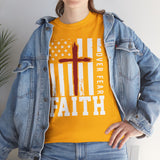 Faith Over Fear T-Shirt — Christian American Flag Cross Tee
