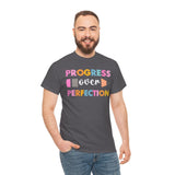 Progress Over Perfection Tee, Inspirational T-Shirt, Motivational Gift, Creative Apparel, Unisex Cotton Shirt