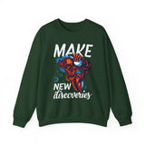 Make New Discoveries Crewneck Sweatshirt — Skull Explorer Graphic Pullover
