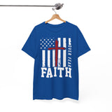 Faith Over Fear T-Shirt — Christian American Flag Cross Tee