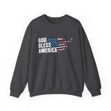 God Bless America Crewneck Sweatshirt — Distressed Flag Patriotic Pullover
