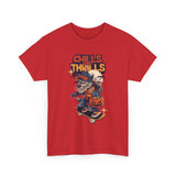 Halloween Skateboard Tee, Chills and Thrills Graphic T-Shirt, Unisex Cotton Shirt, Fall Fashion, Halloween Costume, Gift for Skaters