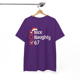 Christmas Checklist Tee – "Nice, Naughty, 67" Funny Holiday T‑Shirt
