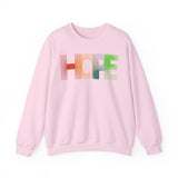 Colorful 'HOPE' Unisex Sweatshirt | Cozy Crewneck for Daily Comfort, Perfect Gift for Friends, Birthdays, Hopeful Spirit