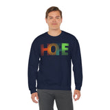 Colorful 'HOPE' Unisex Sweatshirt | Cozy Crewneck for Daily Comfort, Perfect Gift for Friends, Birthdays, Hopeful Spirit