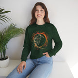 Astronaut Surfing Crewneck Sweatshirt — Space Skateboarder Cosmic Wave Design