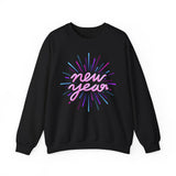 New Year Crewneck Sweatshirt — Retro Neon 'new year' Graphic