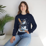 Cricket Penguin Crewneck Sweatshirt – Cute Winter Sports Design