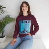 Winter Mountain Sweatshirt — 'WINTER' Snowy Peak Crewneck