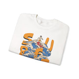 Surf-Inspired Unisex Crewneck Sweatshirt, Cozy Beachwear, Casual Ocean Vibe, Perfect for Surfing Lovers, Gift for Ocean Enthusiasts