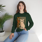 Cat & Retro Daisies Crewneck Sweatshirt
