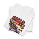 Halloween Skateboard Tee, Chills and Thrills Graphic T-Shirt, Unisex Cotton Shirt, Fall Fashion, Halloween Costume, Gift for Skaters