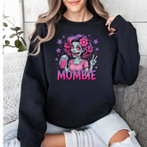 Funny Mombie Sweatshirt | Zombie Mom Halloween Crewneck | Tired Mother Graphic Pullover | Cute Spooky Mom Gift | Gildan 18000