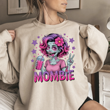 Funny Mombie Sweatshirt | Zombie Mom Halloween Crewneck | Tired Mother Graphic Pullover | Cute Spooky Mom Gift | Gildan 18000