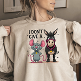 Crewneck Sweatshirt — "I Don't Give A" Cute Mouse & Donkey Graphic