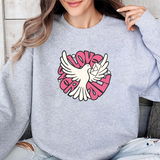 Crewneck Sweatshirt — "Love Over Violence" Dove Graphic