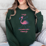 Single & Ready to Flamingle Sweatshirt - Cute Pink Flamingo Graphic